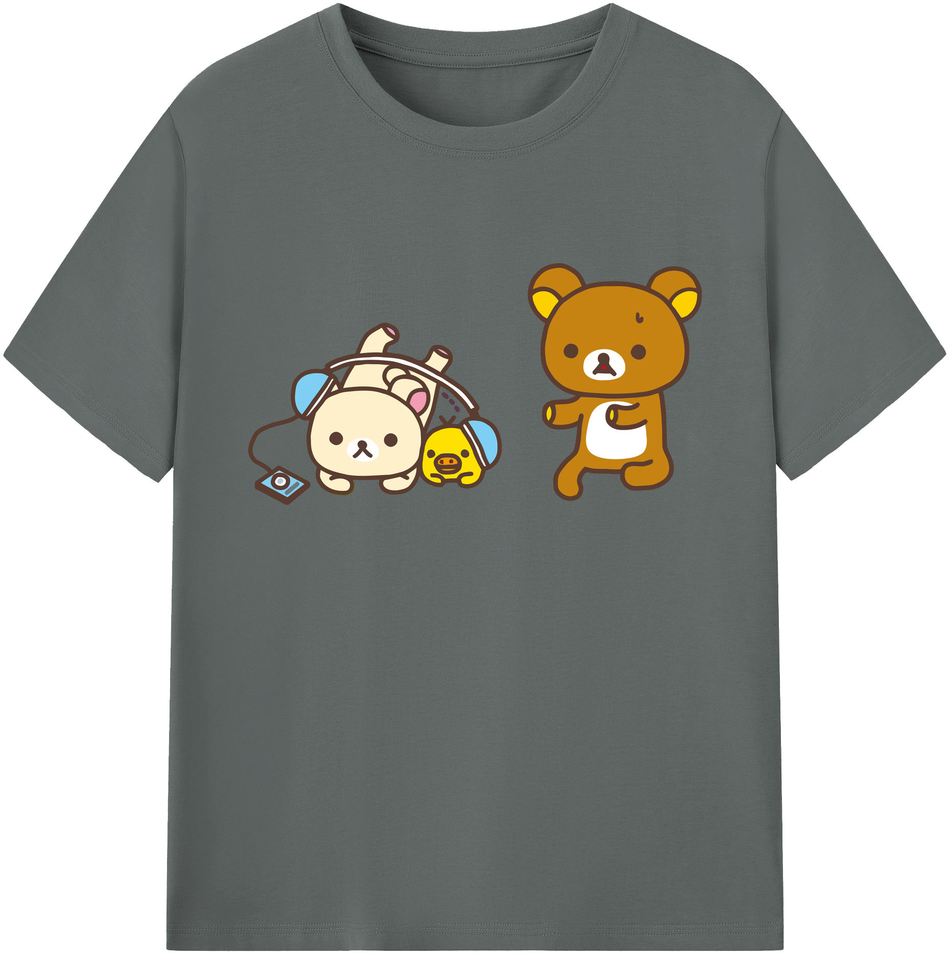 （画像用） リラックマ リラックマ キイロイトリ Rilakkuma Korilakkuma Kiiroitori 綿100％ メンズ半袖Tシャツ｜肌触りやわらか＆通気性